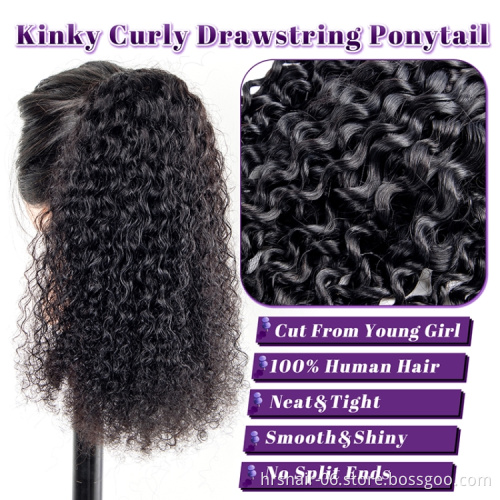 8a grade deep wave 30 inch Wholesale price Human Hair ponytail Cuticle Aligned Hair Free Sample Silky Brazilian Hair ponytail